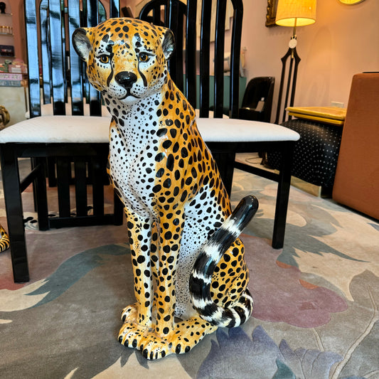 Vintage 1977 Large Ceramic Cheetah Statue (as is)