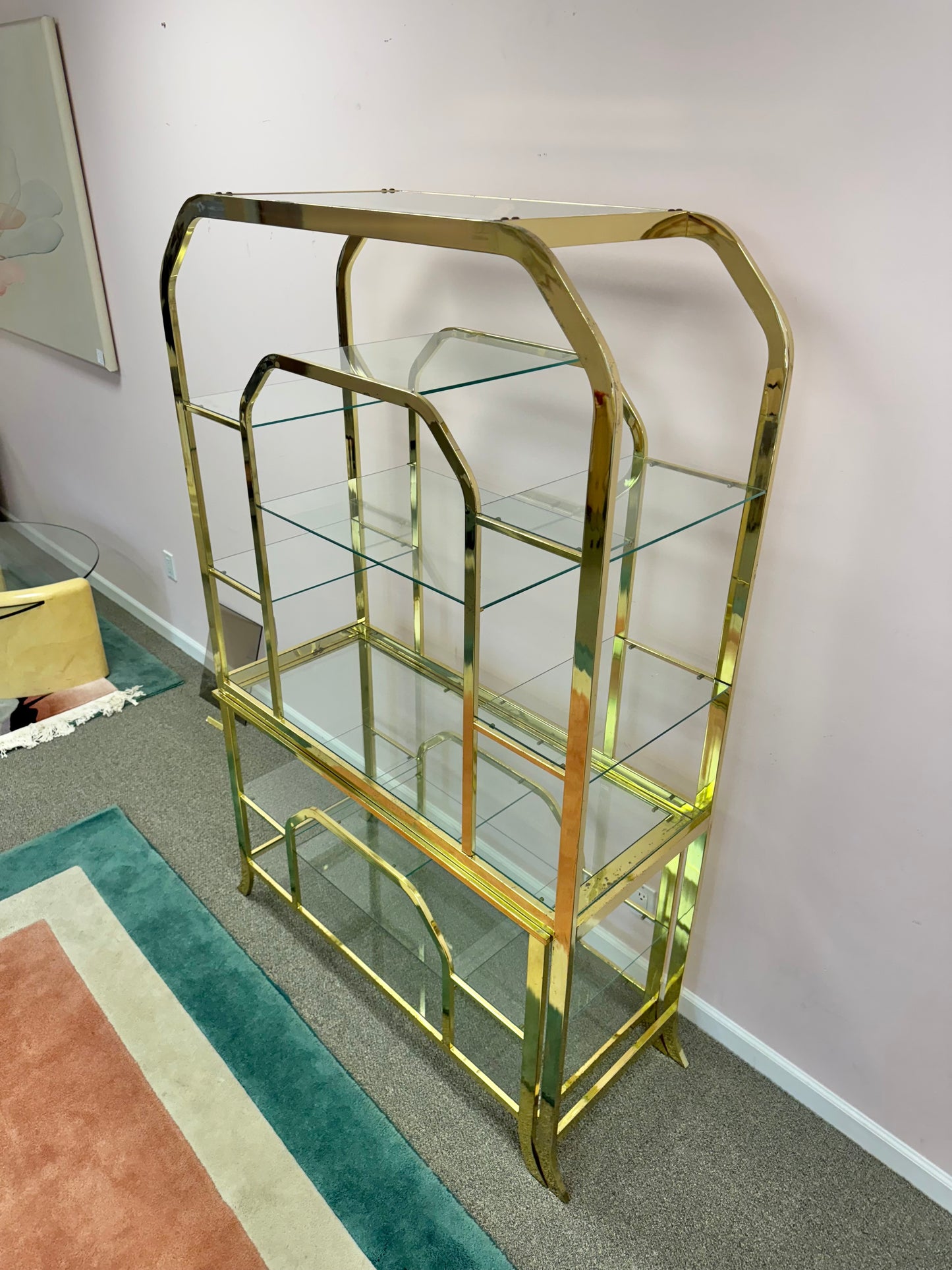 1980's Brass and Glass Etagere by DIA