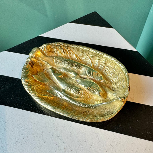 Vintage Brass Sardine/Fish Catchall Dish