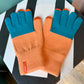 Colorblock Knit Touchscreen Gloves: Teal Peach