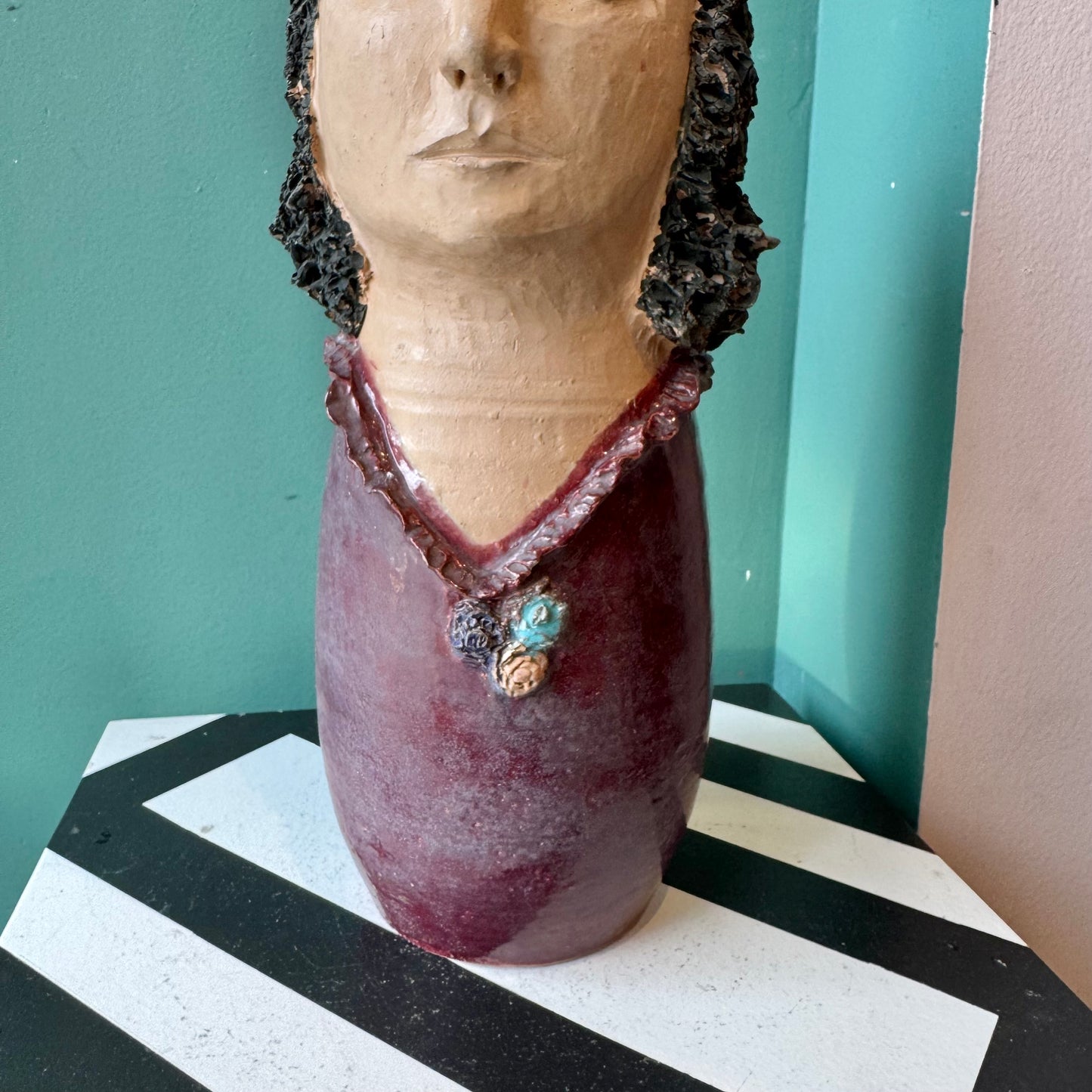 Vintage Terracotta Head/Bust Sculpture Vase