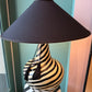 Black and White Striped Glass "Zebra" Lamp with Black Shade/item