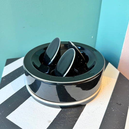 Vintage Postmodern Italian Black Ceramic Ashtray