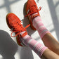 Striped Boyfriend Socks: Pink White Stripe