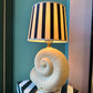 Vintage Ceramic Shell Lamp with Stripe Shade