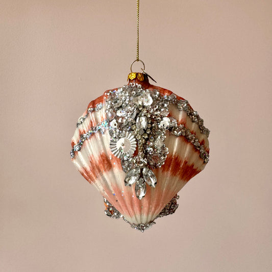 Sparkling Seashell Glass Ornament