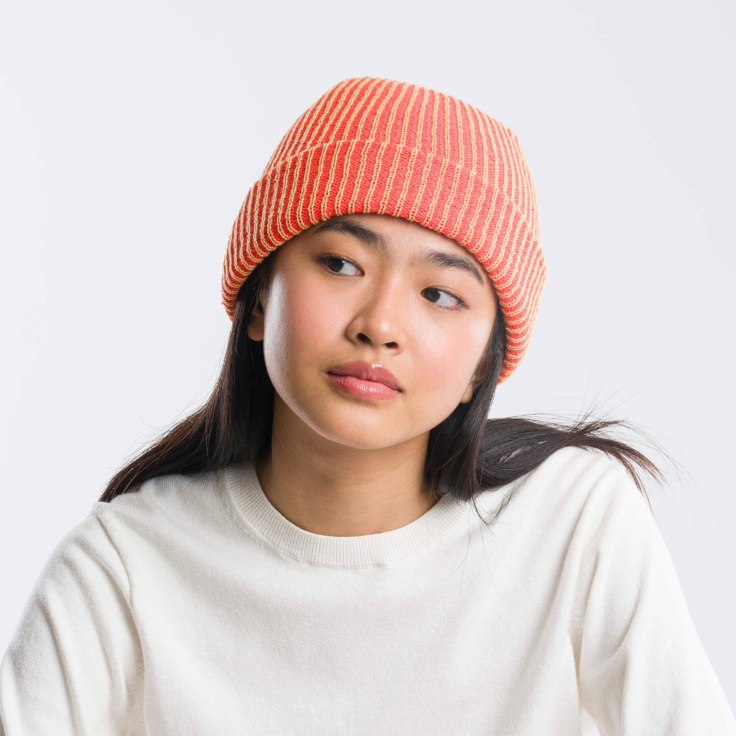 Rib Knit Beanie: Camel Poppy