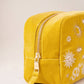 Mustard Yellow Velvet Alchemy Makeup Bag by Elizabeth Scarlett London