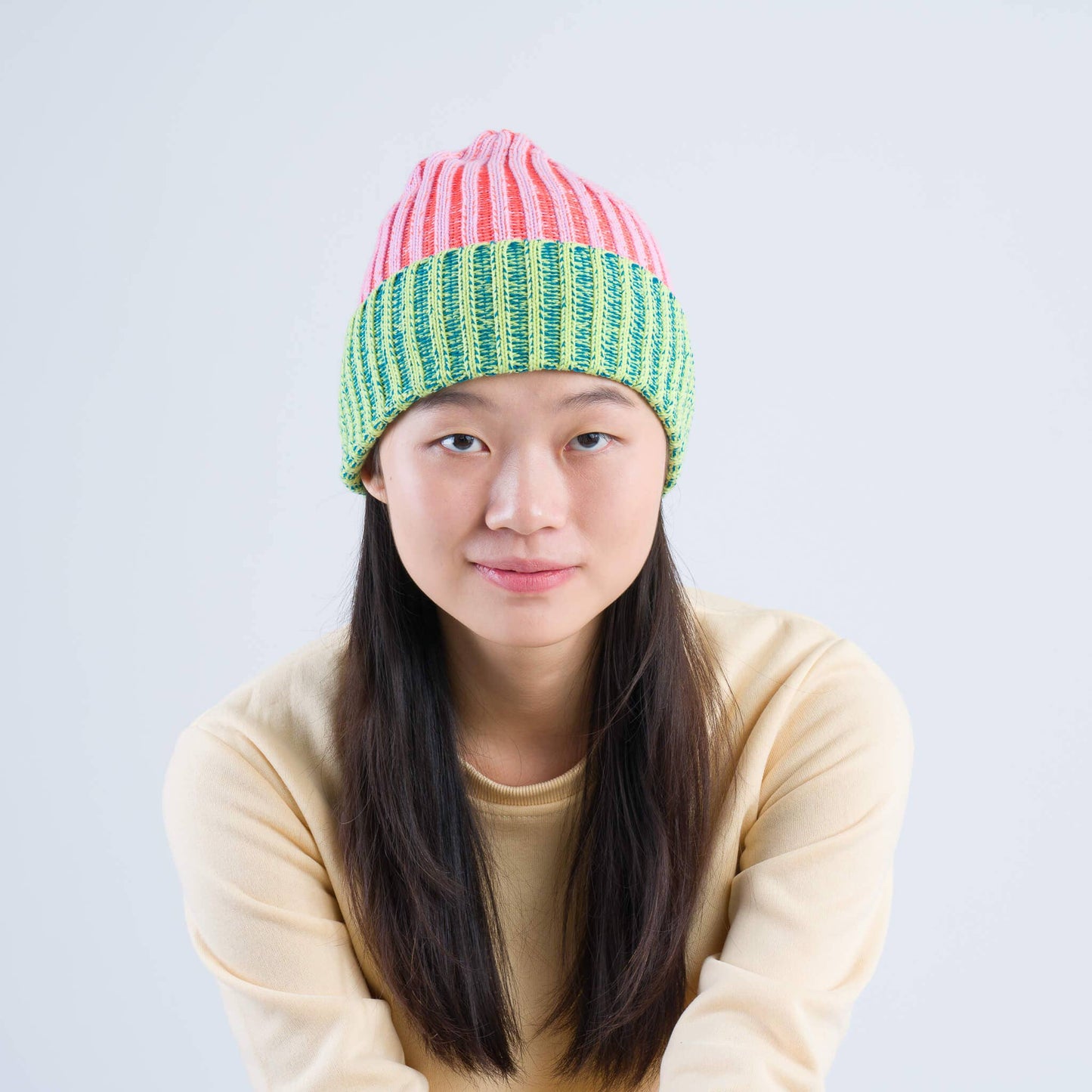 Big Stripe Beanie: Poppy Lilac