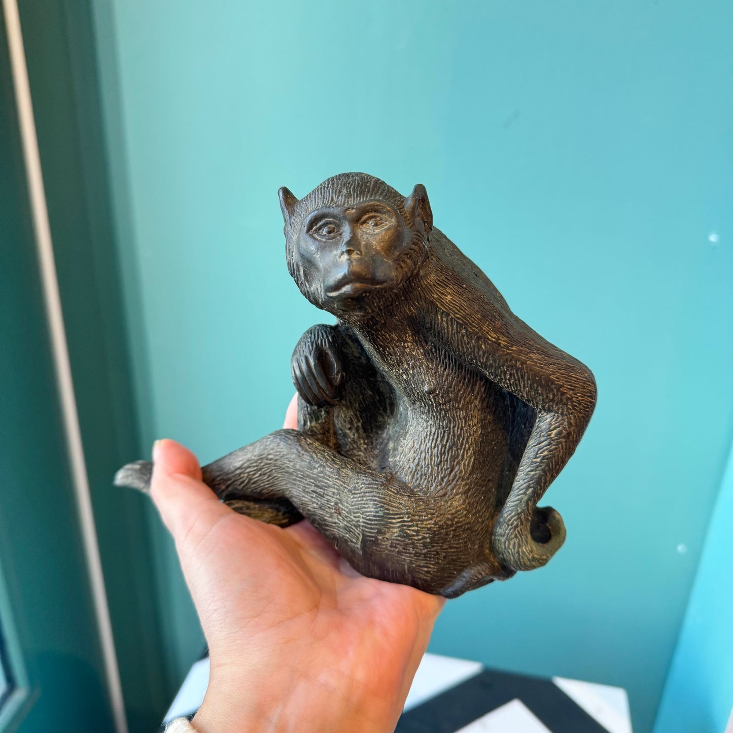 Vintage Bronze Maitland Smith Style Monkey Statue