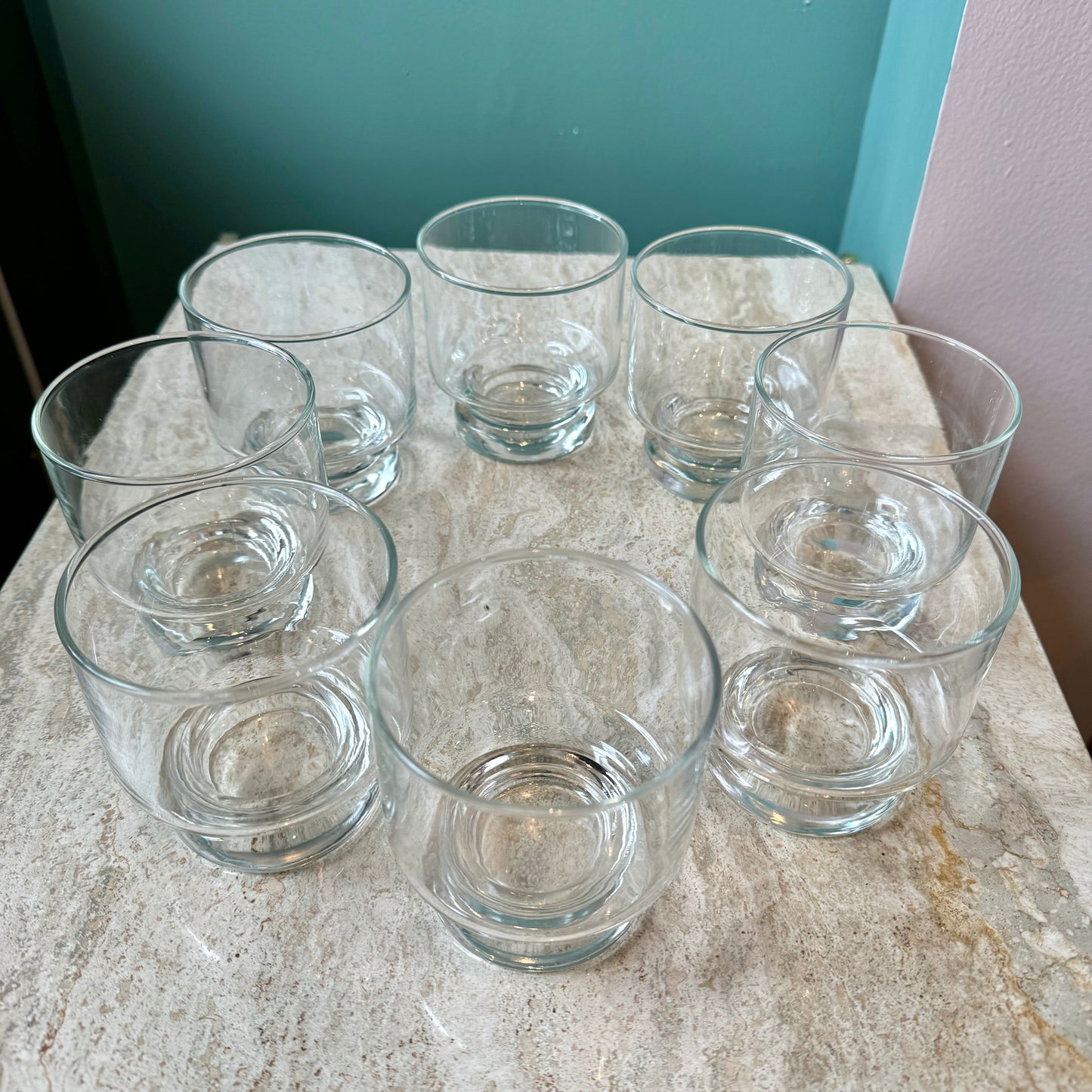 Set of 8 Mid Century Footed Rocks Cocktail Glasses