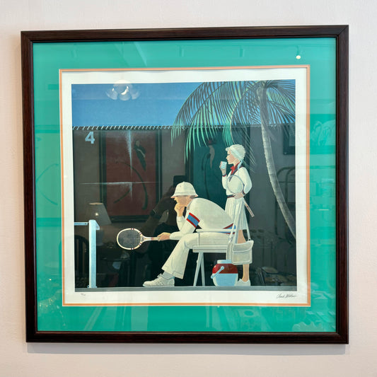 Vintage Framed Tennis Lithograph by Chuck Wilkinson, Signed and Numbered