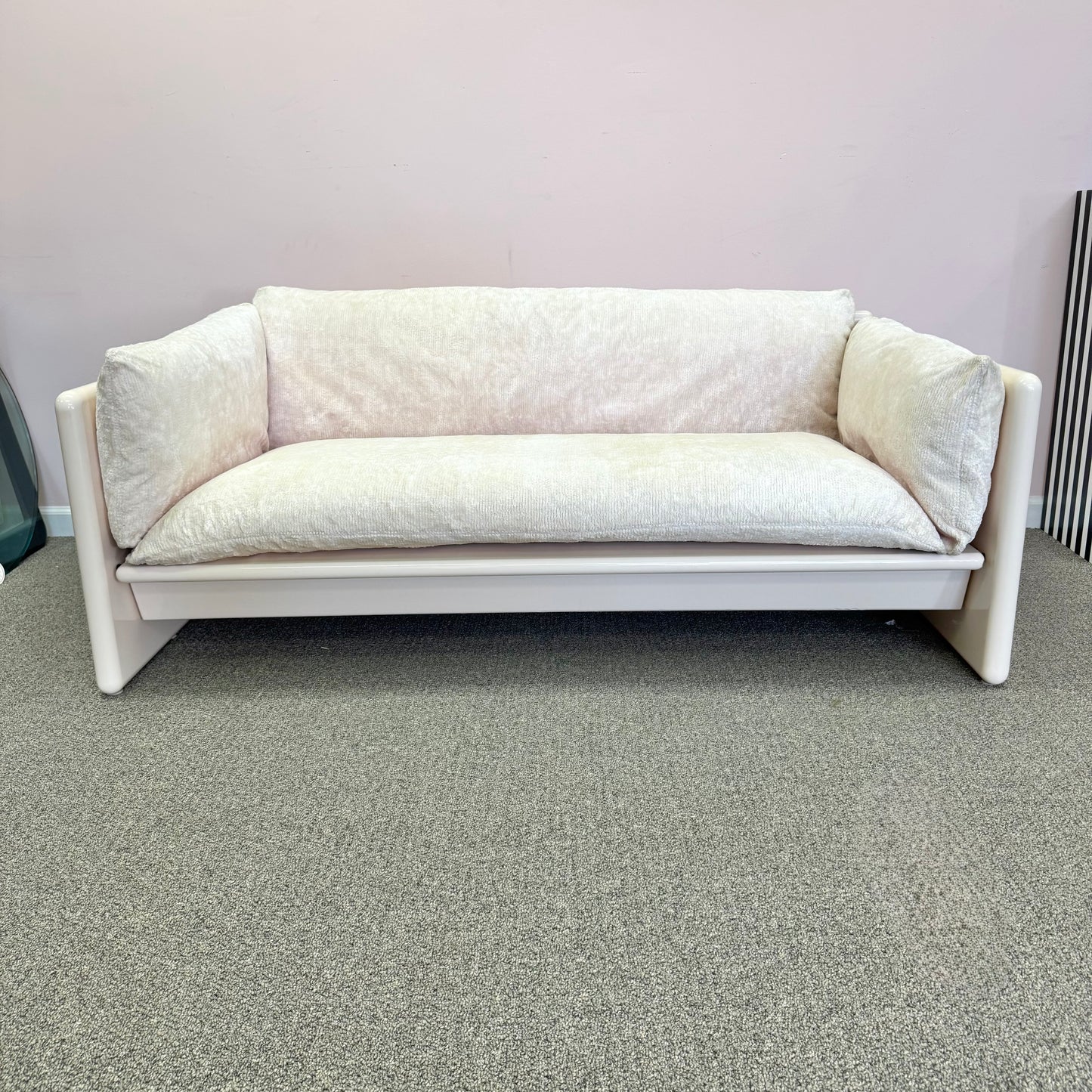 1970's Italian Cream Lacquer Two Seater "Simone Sofa" by Dino Gavina for Studio Simon