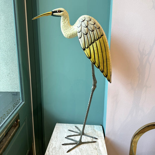 Vintage Sermel Tonala Style Papier Mache Heron Statue