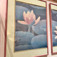 Pair of Vintage Framed Lotus Flower Diptych Artworks