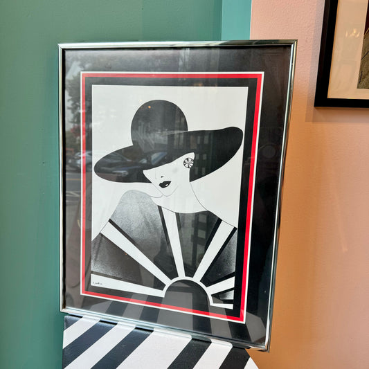 Vintage Framed Lady in Hat Print by Jeanette