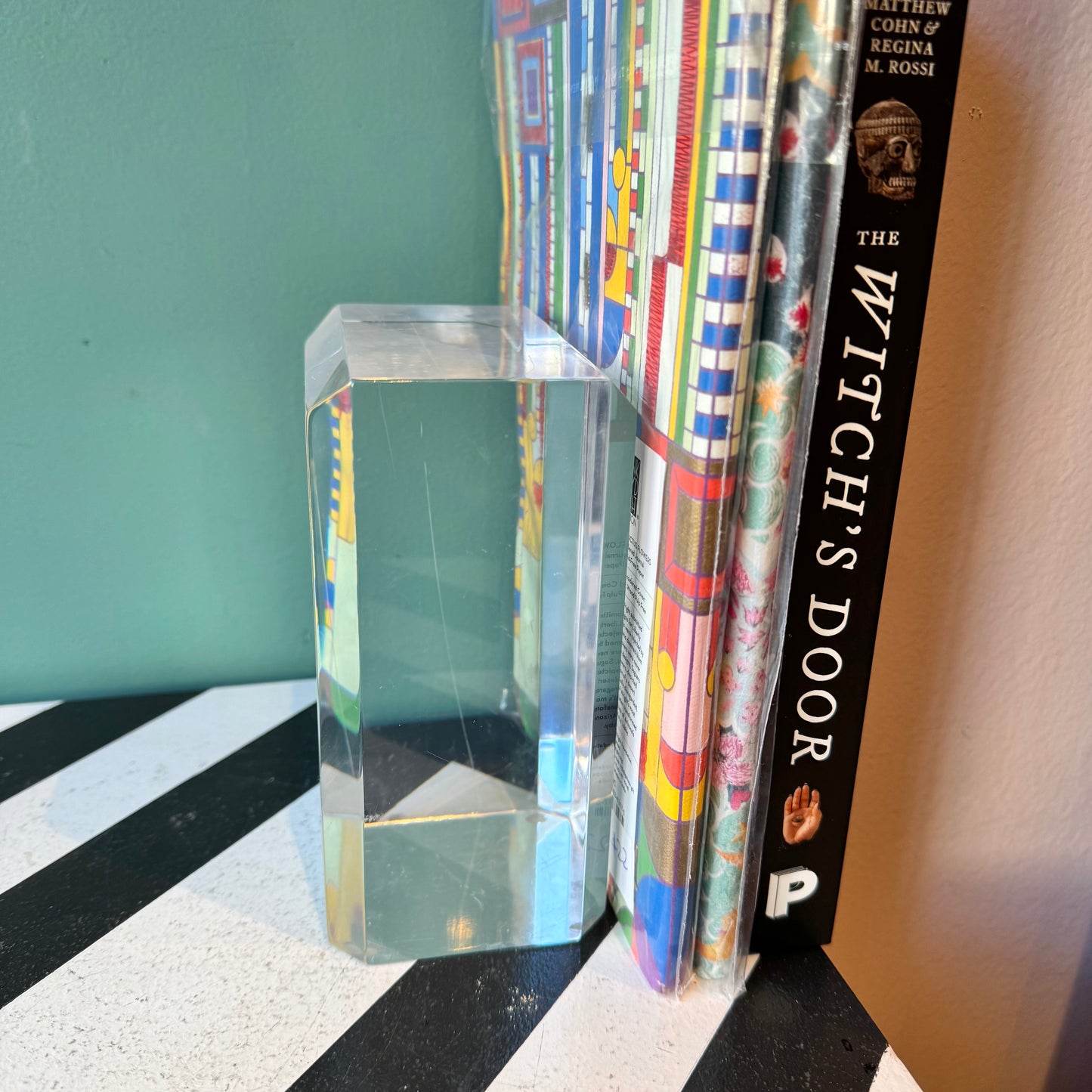 Vintage Karl Springer Style Lucite Block Bookend