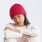 Simple Rib Knit Beanie: Poppy Magenta