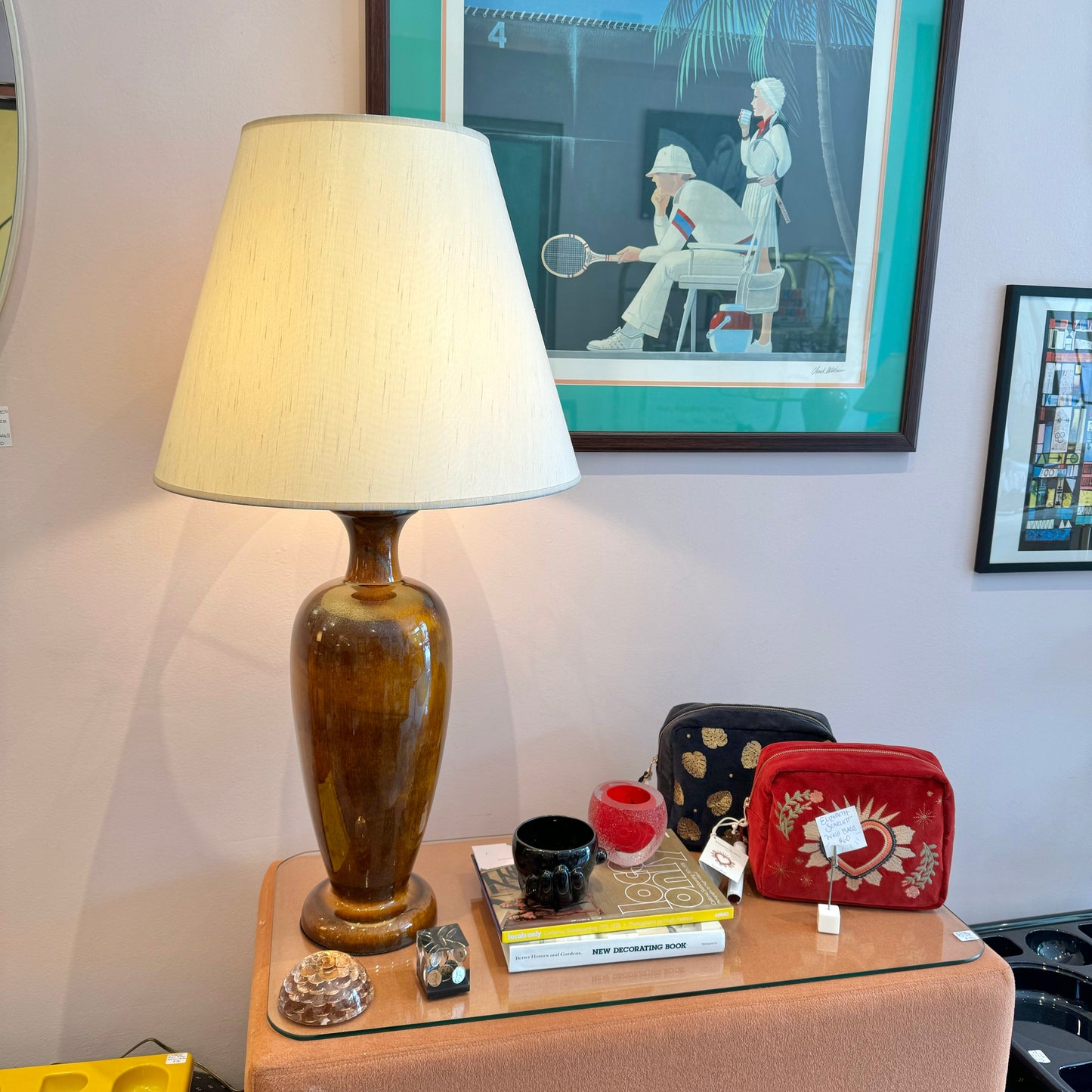 Mid Century Ceramic Table Lamp with Shade