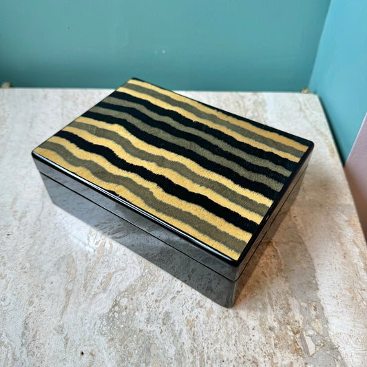 Vintage Striped Lacquer Jewelry Box