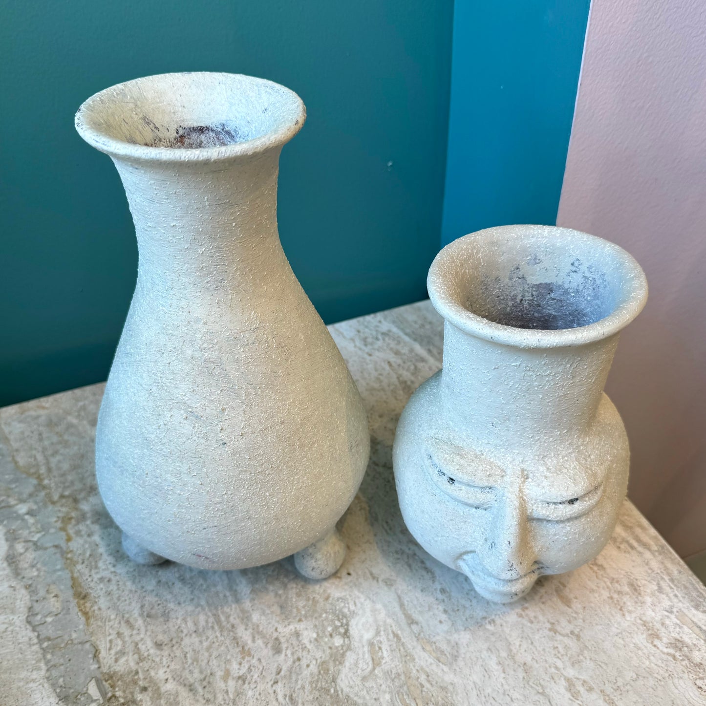 Pair of Vintage Painted Terracotta Pots