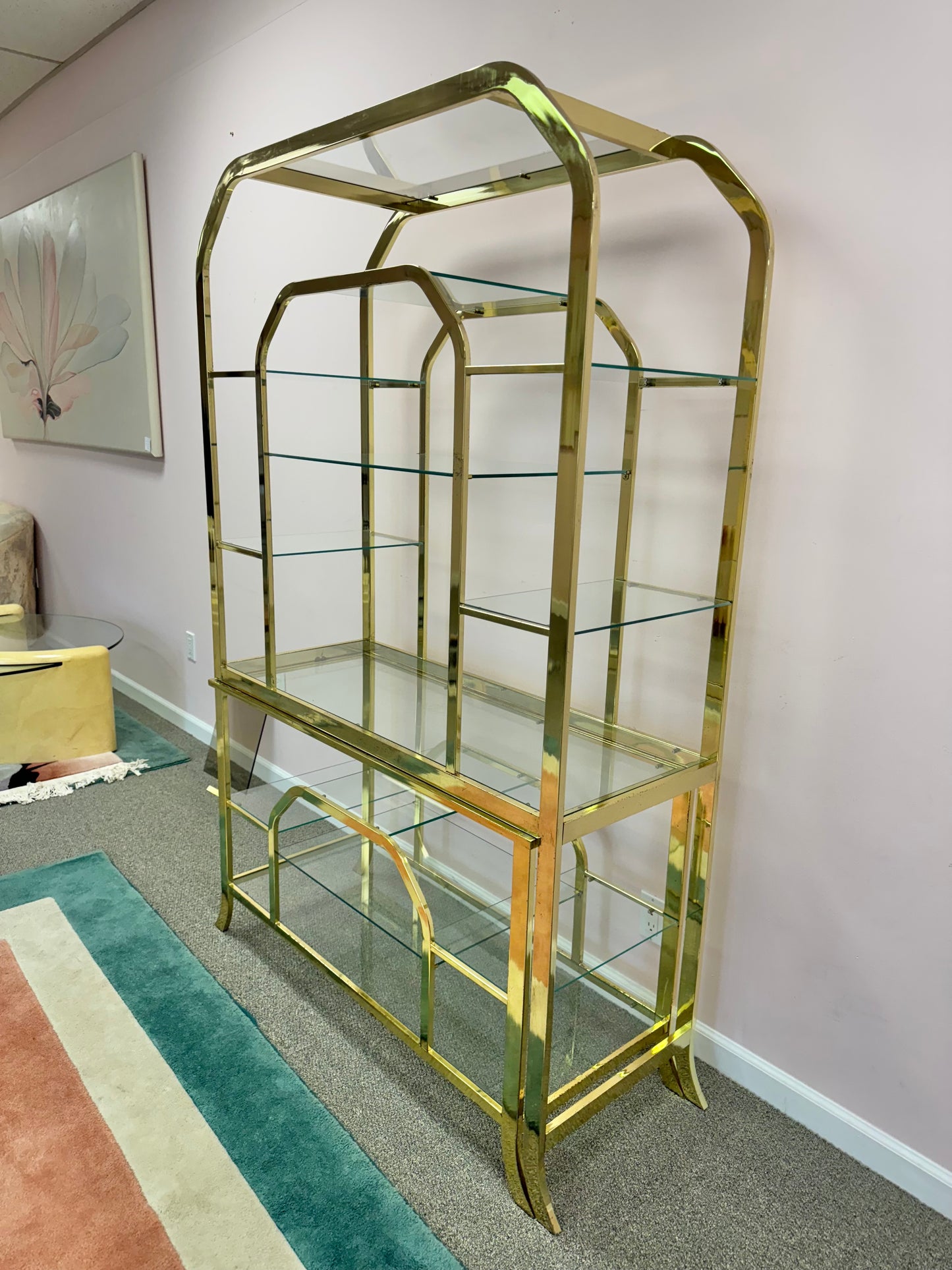 1980's Brass and Glass Etagere by DIA