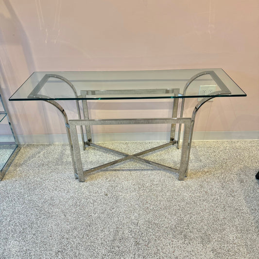 Vintage Chrome and Glass Console Table