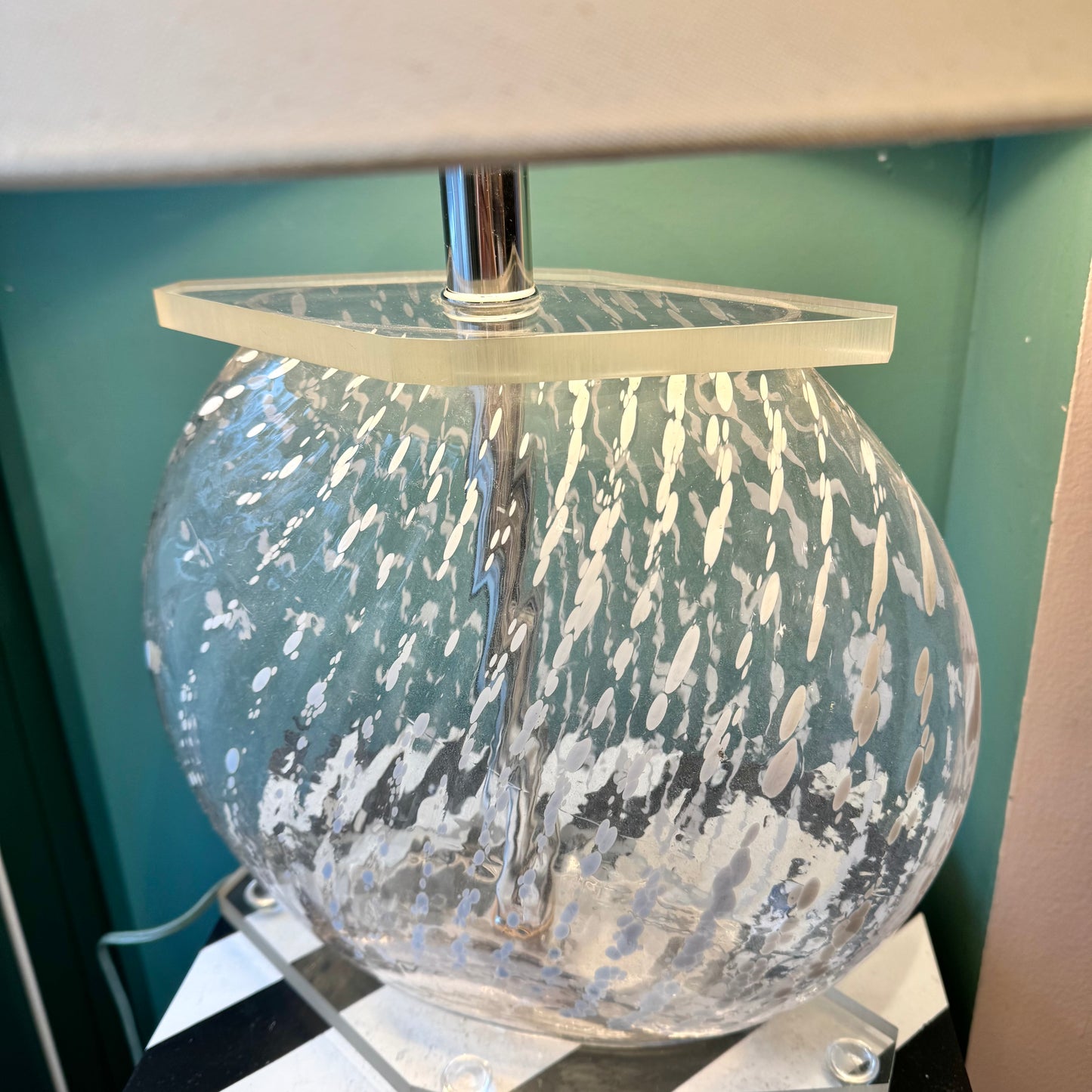 Vintage Glass and Lucite Table Lamp