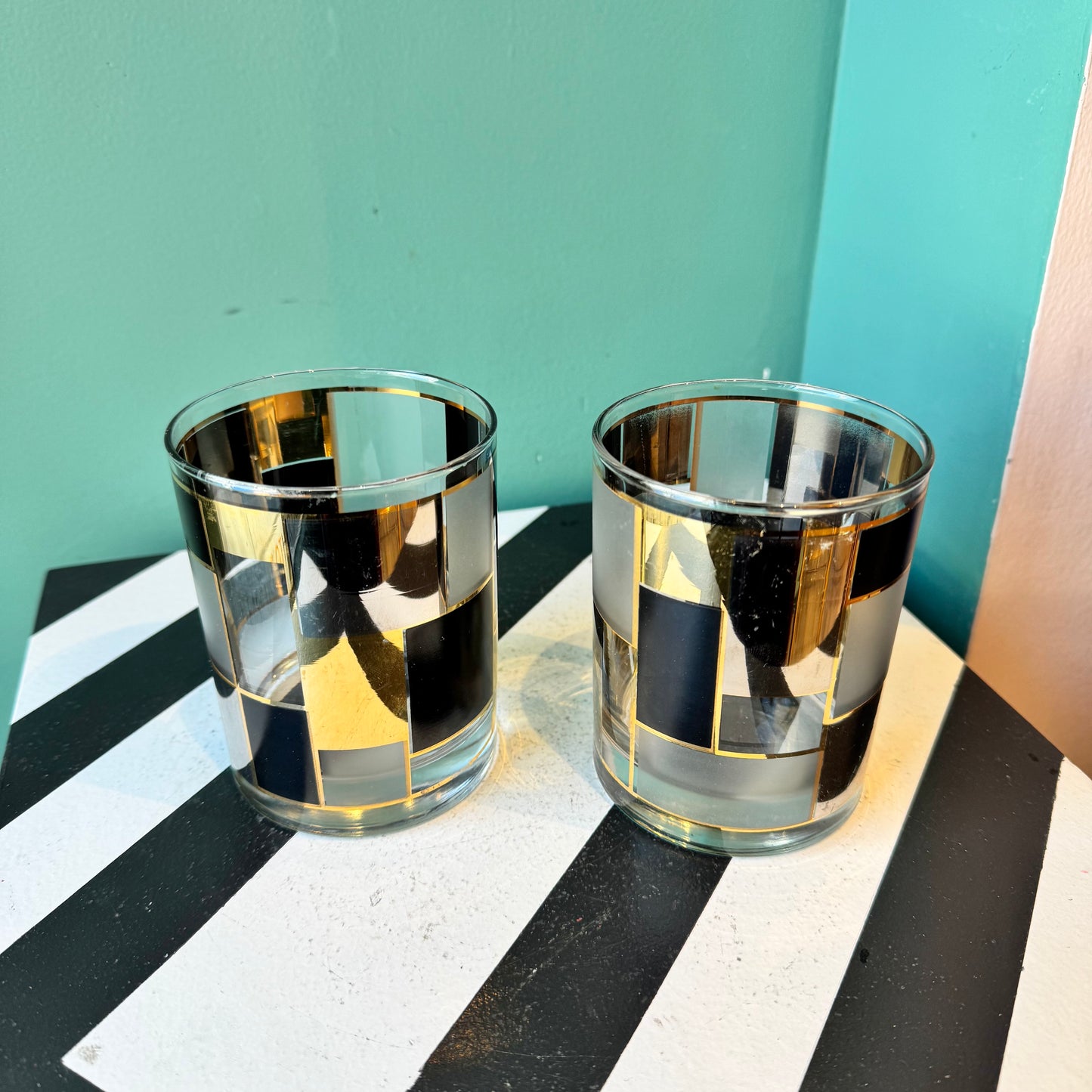 Pair of Vintage Culver Style Old Fashioned Glasses