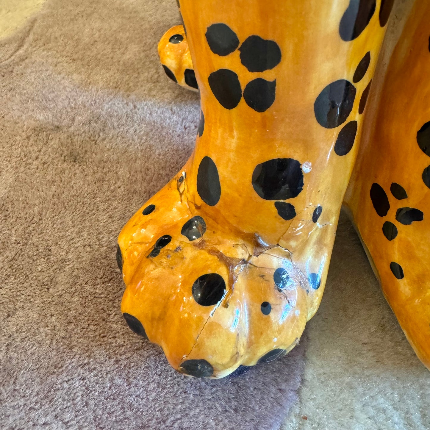 Vintage Ceramic Leopard Statue (as is)