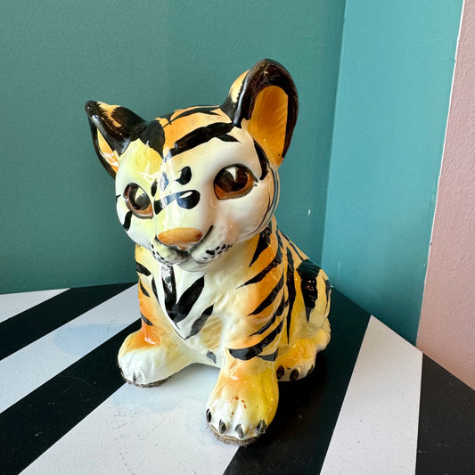 Small Vintage Ceramic Tiger Cub Statue