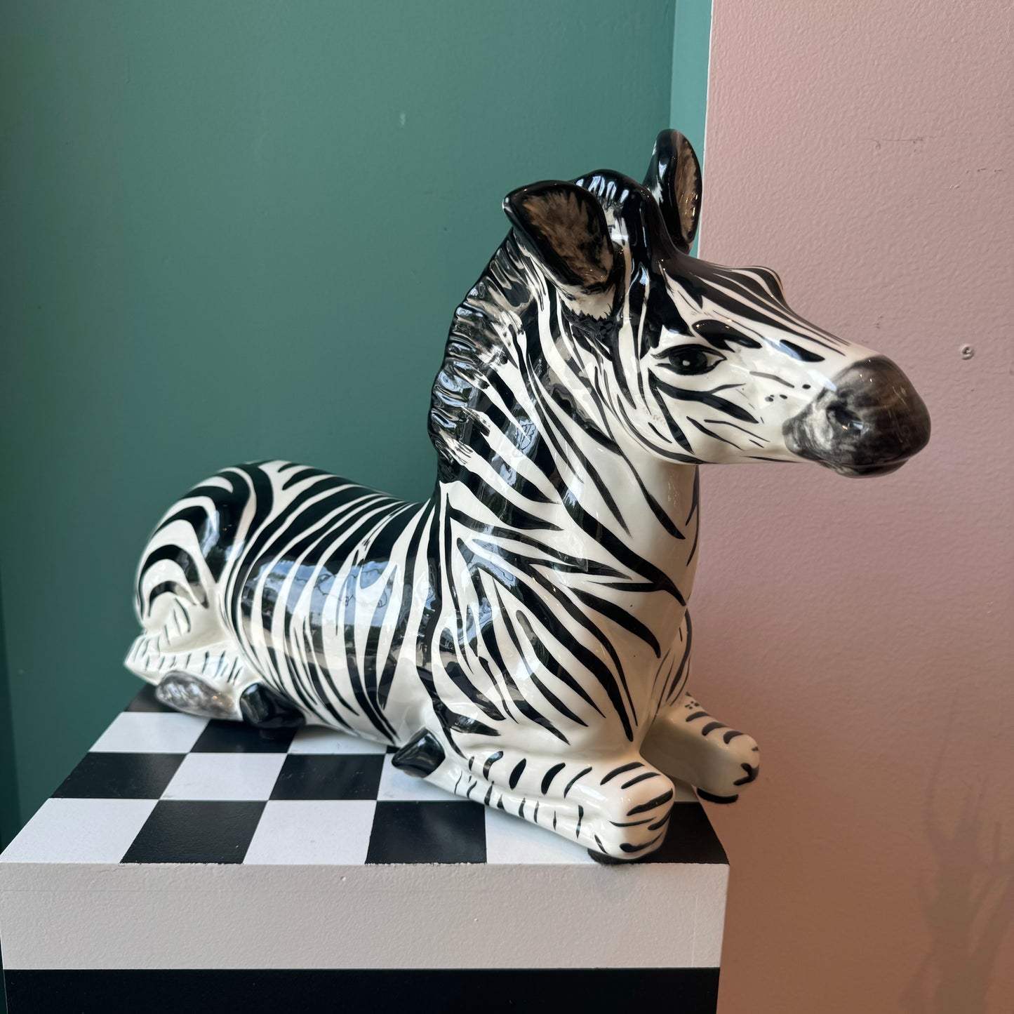 Vintage Ceramic Zebra Statue