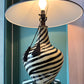 Black and White Striped Glass "Zebra" Lamp with Black Shade/item