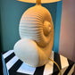 Vintage Ceramic Shell Lamp with Stripe Shade