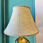 Large Mid Century Textured Green Glazed Pottery Lamp