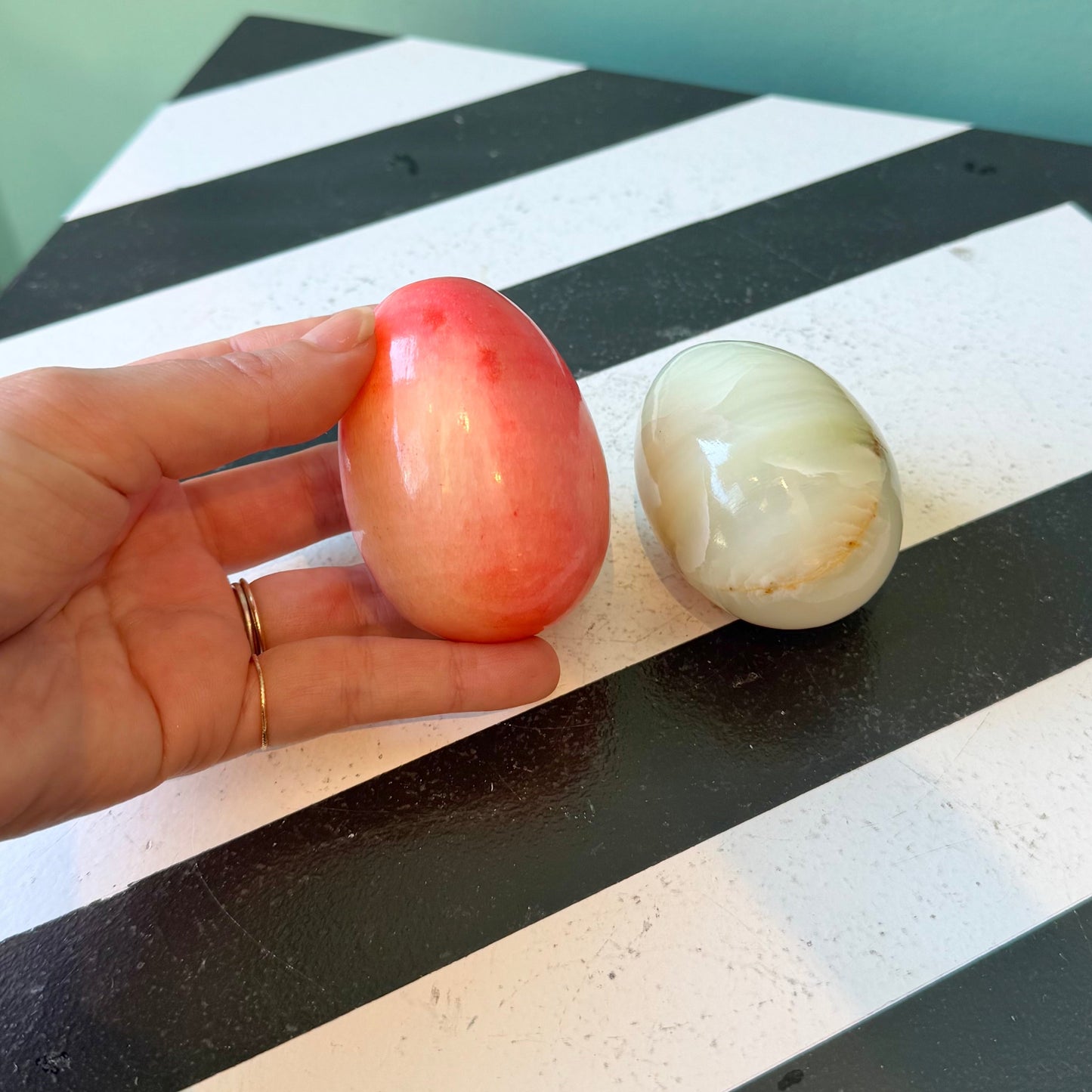 Pair of Vintage Decorative Alabaster Eggs