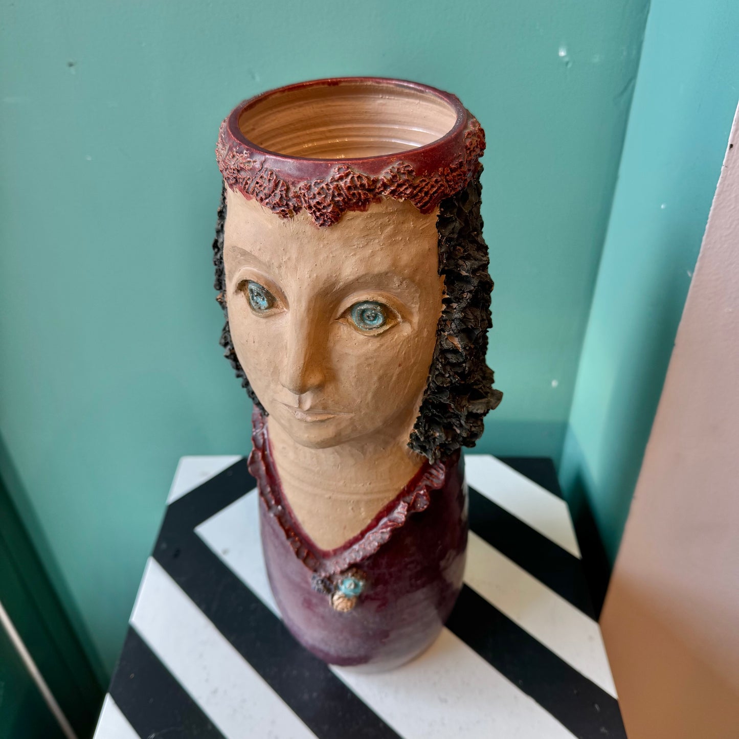 Vintage Terracotta Head/Bust Sculpture Vase