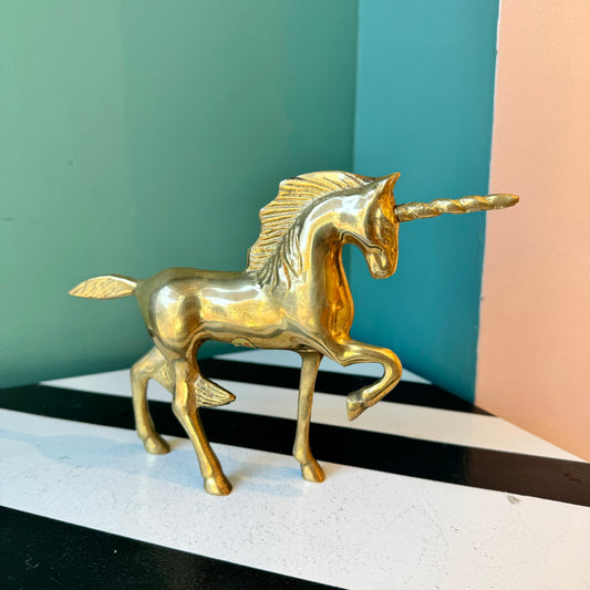 Vintage Brass Unicorn Figurine Statue