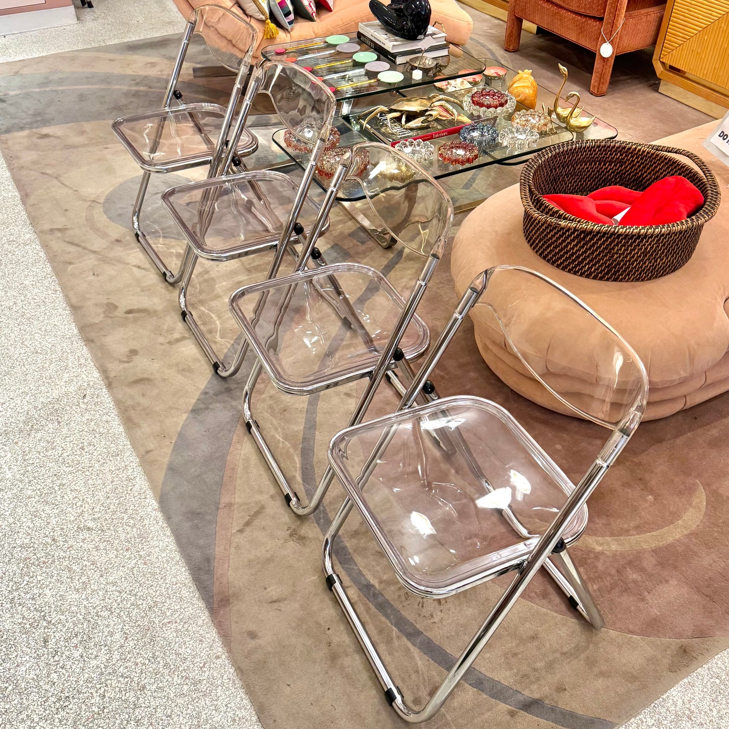 Vintage Plia Style Lucite and Chrome Folding Chair/item