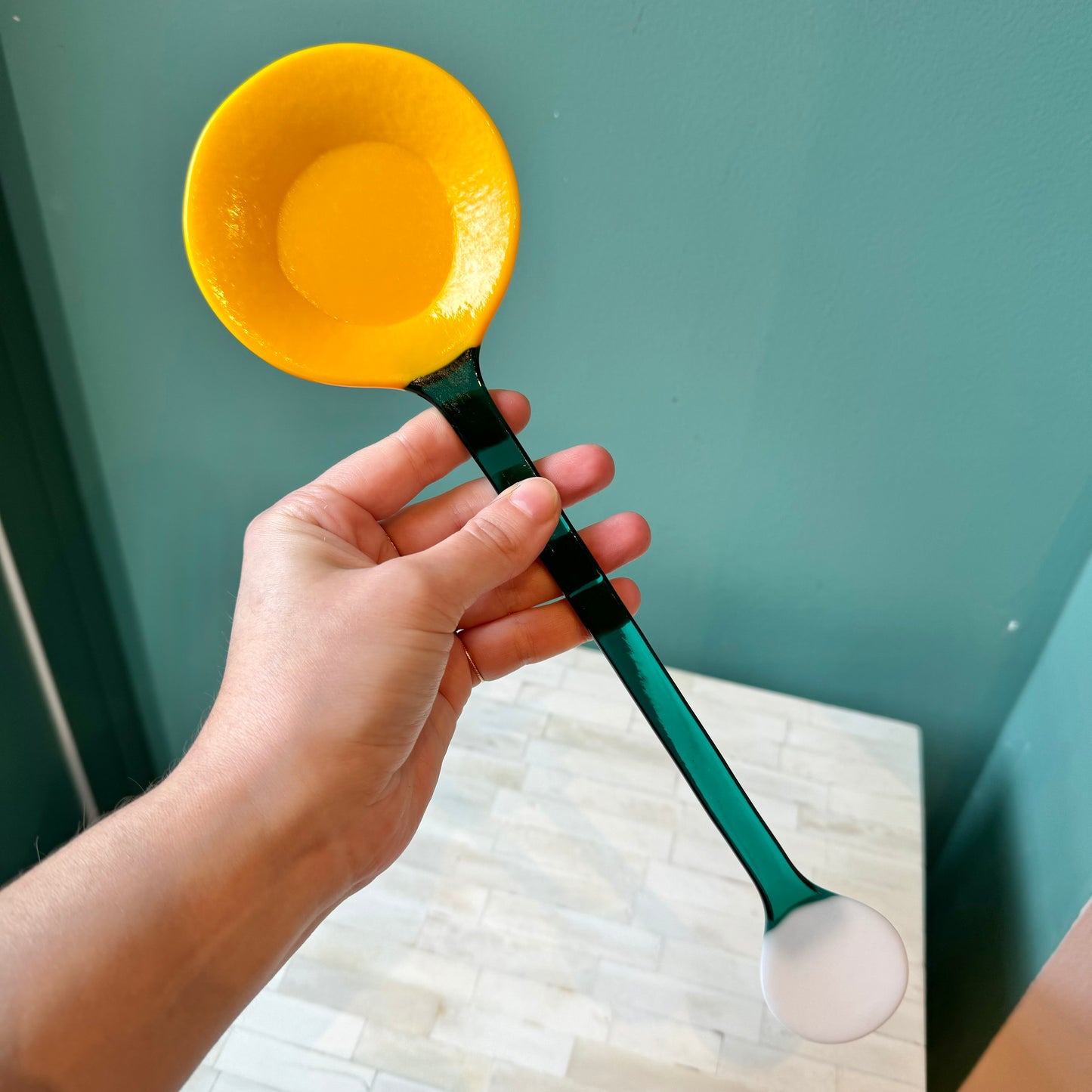 Color Block Serving Spoon: Yellow / Teal / White