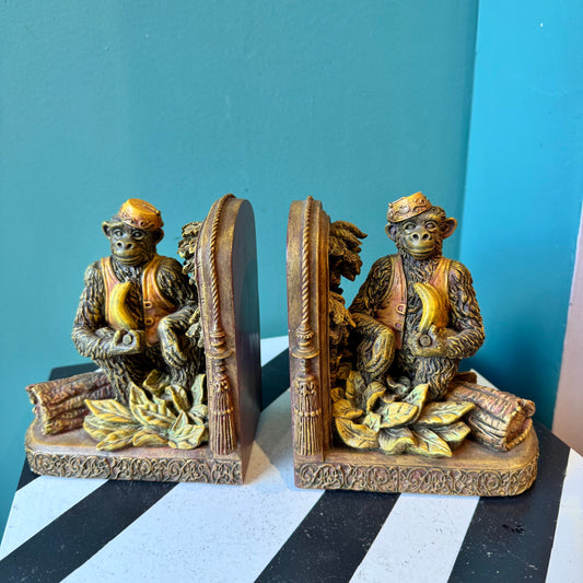 Pair of Vintage Resin Monkey Bookends