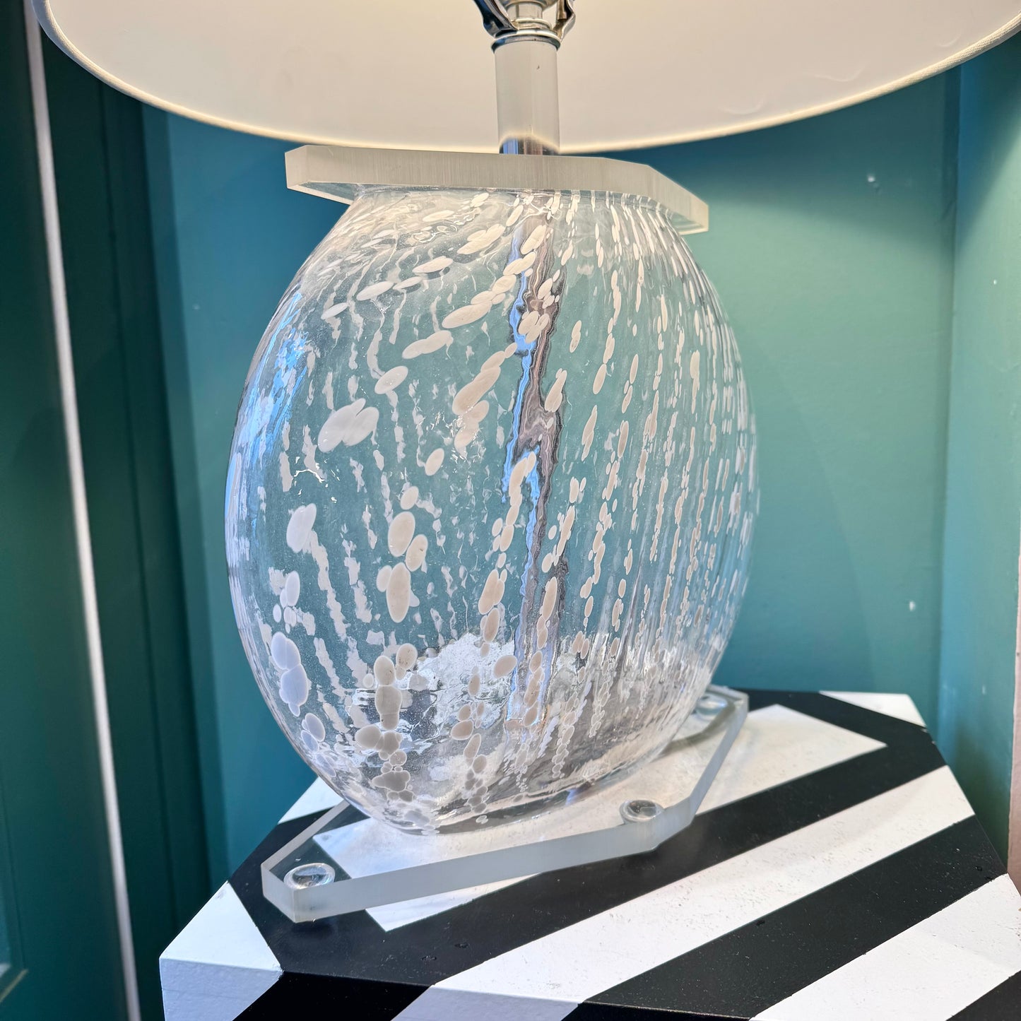 Vintage Glass and Lucite Table Lamp