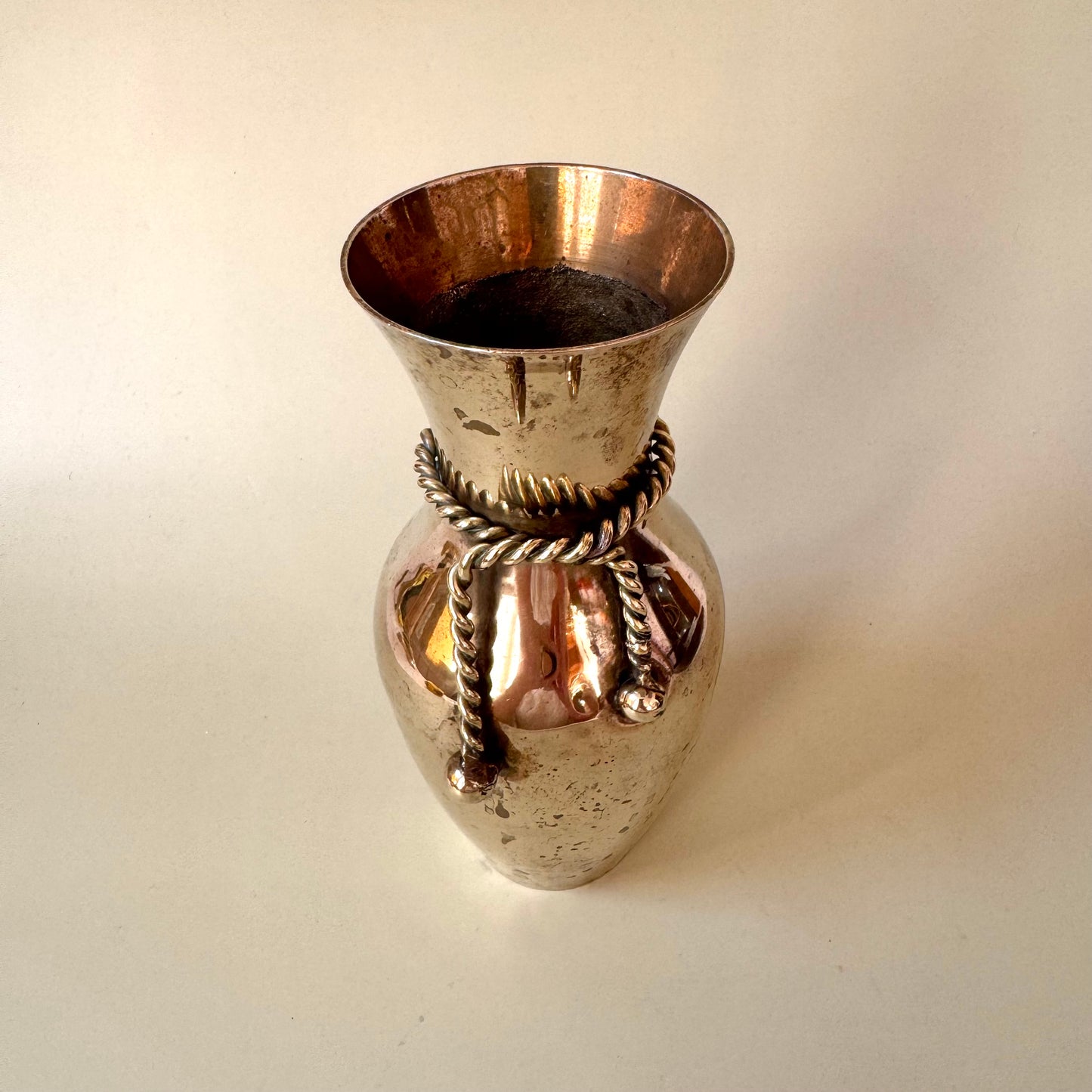 Vintage Brass Rope Vase