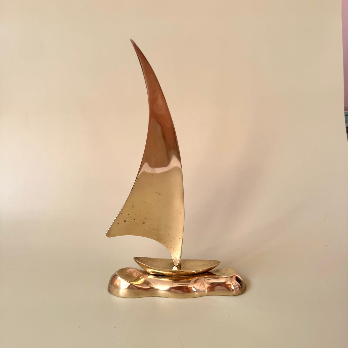 Vintage Brass Sailboat Statue 10"