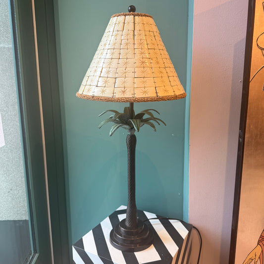 Vintage Palm Tree and Tile Shade Table Lamp