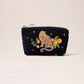 Tropical Jaguar Charcoal Black Velvet Coin Purse by Elizabeth Scarlett London