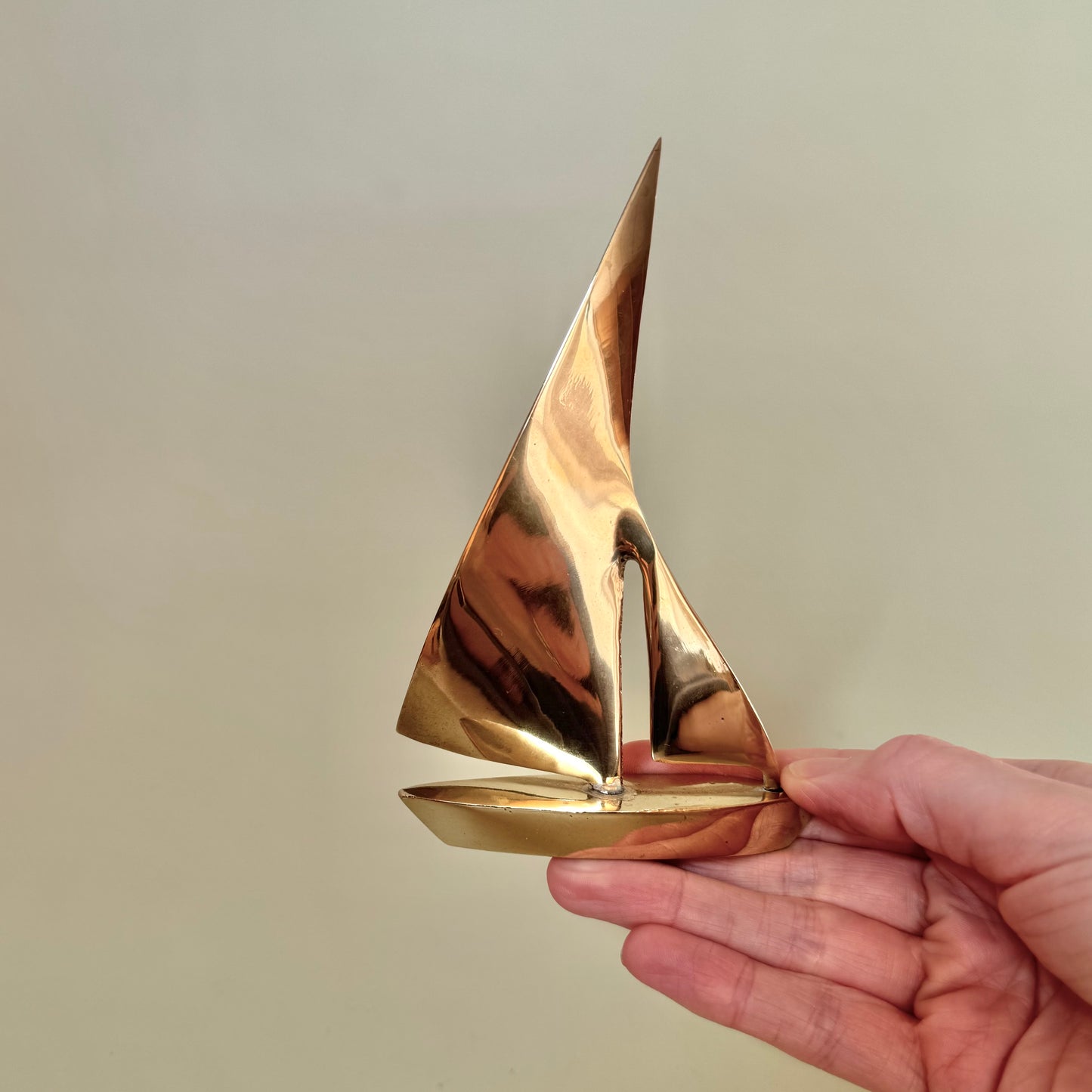 Vintage Small Brass Sailboat