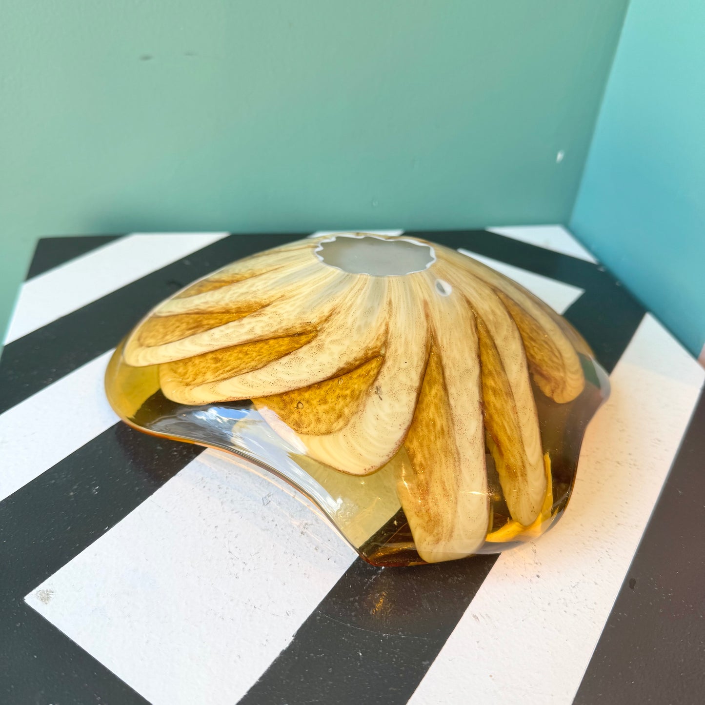 Vintage Amber Art Glass Bowl