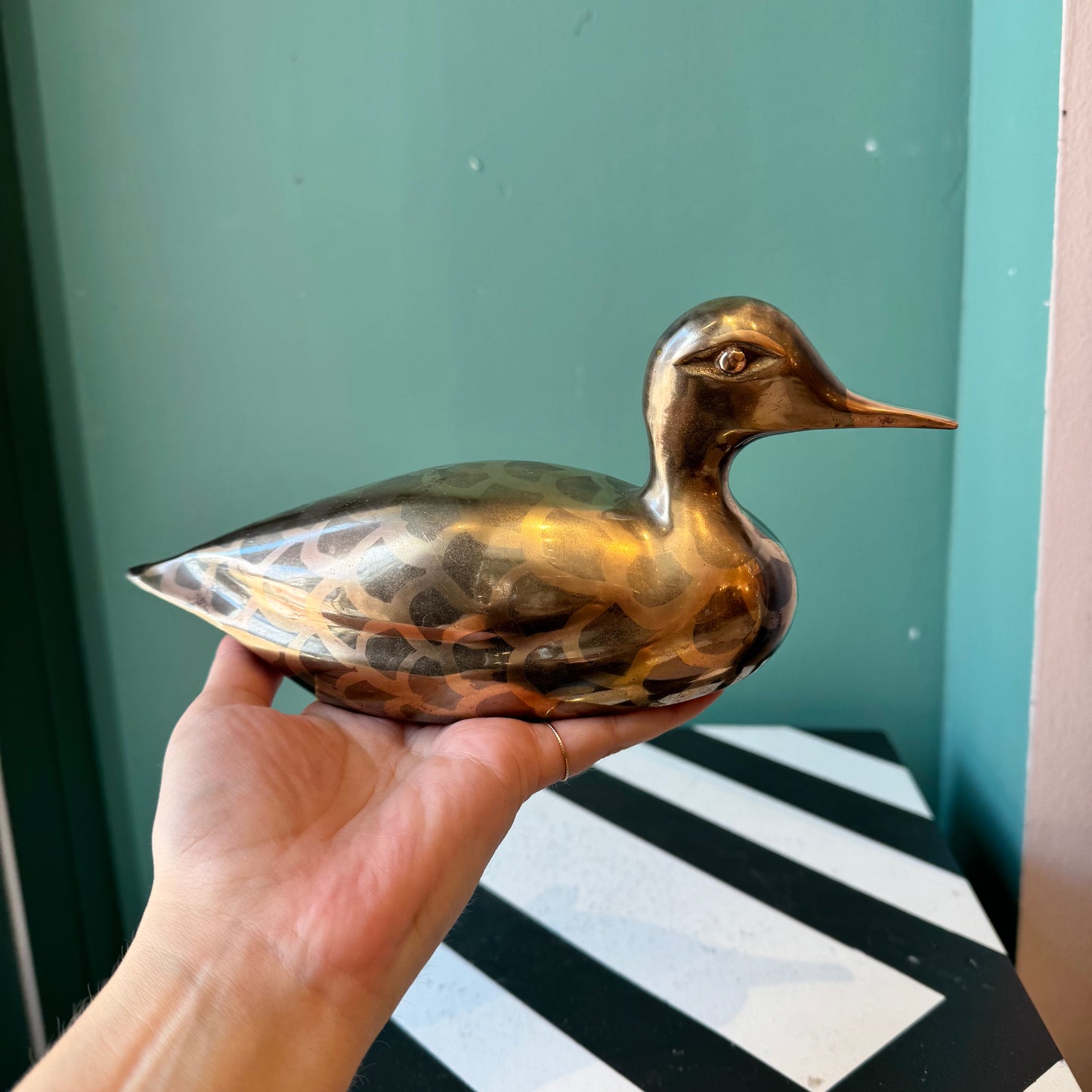 Vintage Brass Mallard Duck Figurine