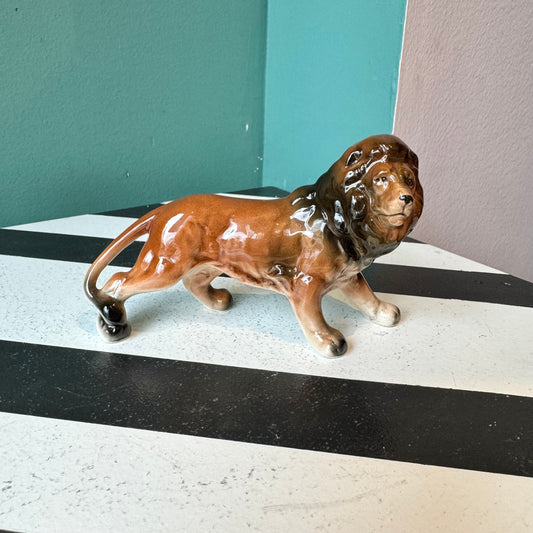 Mini Vintage Ceramic Lion Figurine